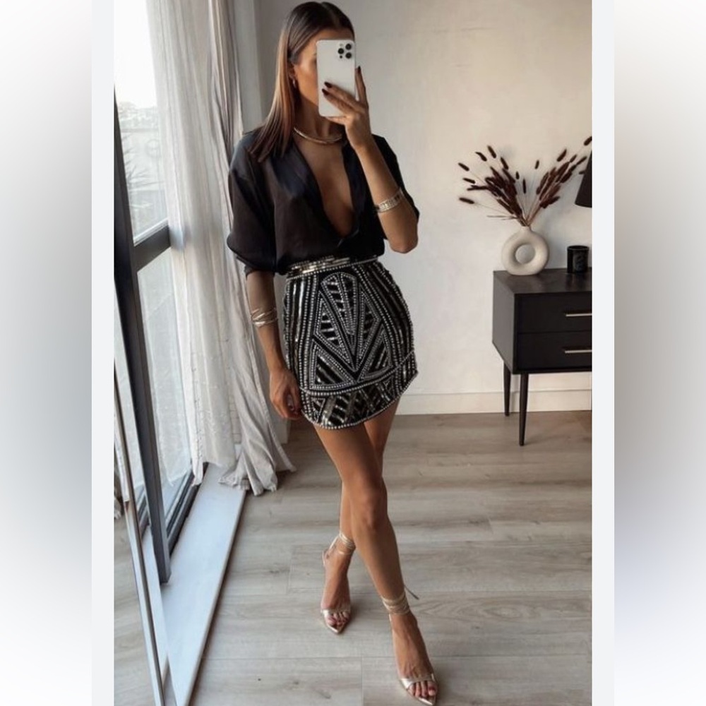 Express Art Deco Sequin Skirt